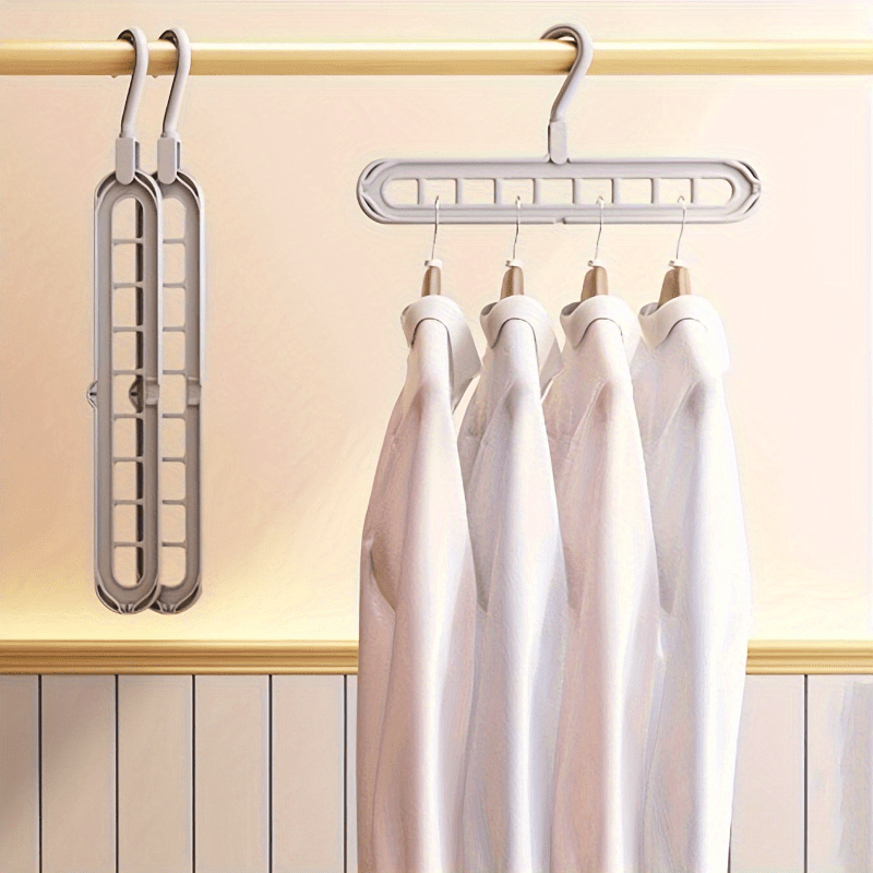 3-Pack Heavy Duty Foldable Plastic Hanger Set - 9-Hole Space Saver for Closet, Wardrobe, Home & Dorm - Premium Organizer, Durable & Versatile Storage Solution For Store Display