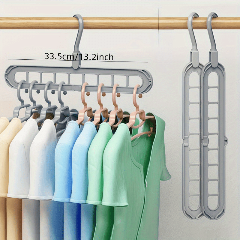 3-Pack Heavy Duty Foldable Plastic Hanger Set - 9-Hole Space Saver for Closet, Wardrobe, Home & Dorm - Premium Organizer, Durable & Versatile Storage Solution For Store Display