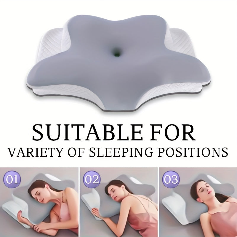 1PC Butterfly Shape Memory Foam Orthopedic Pillow - Ergonomic Cervical Spine Support, Slow Rebound, Sleep Relaxation Neck Pillow, Back And Side Sleeper Bedding, Promotes Correct Spinal Positioning, Low Allergy, Machine Washab