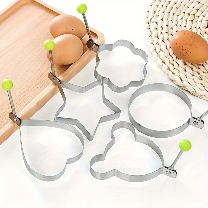 5pcs, Egg Rings, Stainless Steel Egg Cooking Rings, Pancake Mold For Frying Eggs And Omelet, Kitchen Gadgets, Kitchen Stuff, Kitchen Accessories, Home Kitchen Items