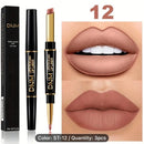 DNJ Double-Ended 6 Pcs Matte Lipstick & Lip Liner 2-in-1 Long-Lasting Nude & Red Lip Color for Women Glossy Lipgloss Flattering Shades Subtle Everyday Looks
