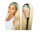 Straight 1B/613 Headband Human Hair 613 Wigs For Black Women Blonde Scarf