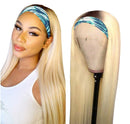 Straight 1B/613 Headband Human Hair 613 Wigs For Black Women Blonde Scarf