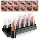 12-Color Waterproof Eyeshadow Stick Set – Shimmer, Glitter & Highlighter Pens