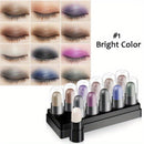 12-Color Waterproof Eyeshadow Lipstick Set 2 in 1 Lip And Eye Makeup Shimmer Glitter & Highlighter Pens Creamy Texture Long Lasting Travel Friendly