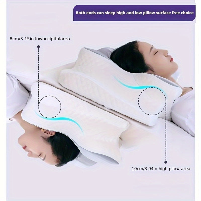 1PC Butterfly Shape Memory Foam Orthopedic Pillow - Ergonomic Cervical Spine Support, Slow Rebound, Sleep Relaxation Neck Pillow, Back And Side Sleeper Bedding, Promotes Correct Spinal Positioning, Low Allergy, Machine Washab