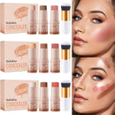 HelloKiss 3pcs Concealer Stick Set with Makeup Brush White Pink Black Brushes Highlighter Bronzer Blush for Easy Sculpting Natural Glow Waterproof Beauty Kit