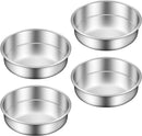 8 Inch Cake Pan - Set of 4 Stainless Steel Round Layer Cake Baking Pans Molds, Tins, Stackable Baking Set, Even Heating