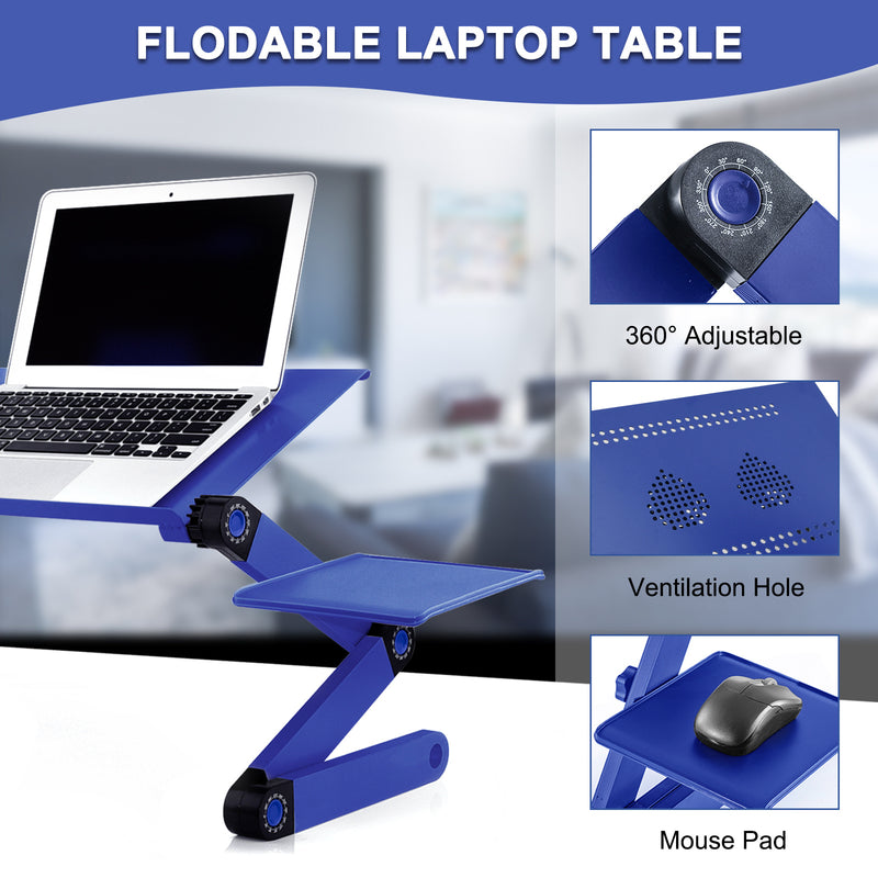 Adjustable Laptop Stand, Laptop Desk with 2 CPU Cooling USB Fans for Bed Aluminum Lap Workstation Desk with Mouse Pad, Foldable Cook Book Stand Notebook Holder Sofa