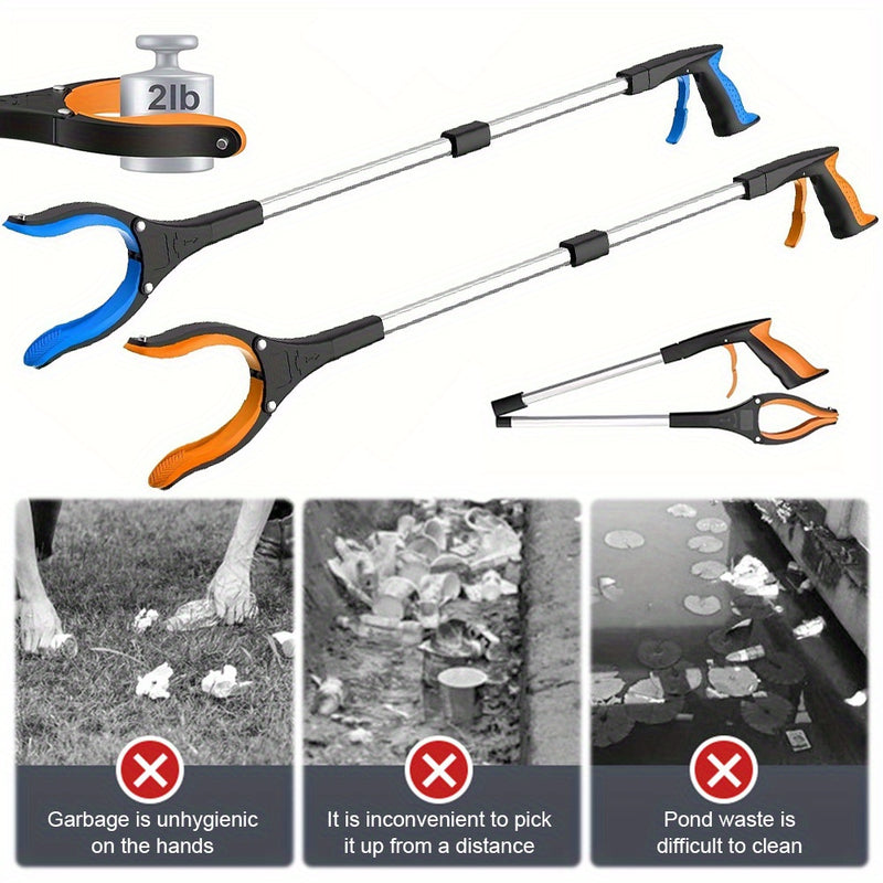 Heavy-Duty Grabber Reacher Tool – 90° Rotating Head Litter Picker & Long-Handle Trash Grabber for Hard-to-Reach Areas, Garden & Home Use