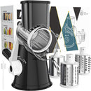 Rotary Cheese Planer Hand Crank Shredder for Fresh Cheese Vegetable Nuts Non-slip Base with Cleaning Brush Three Blades Kitchen Utensils Black Metal