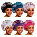 [Satin Sleep Cap] 6pcs Satin Sleep Cap Set | Women's Wide Band for Curly Hair and Braids