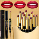 DNJ Double-Ended 6 Pcs Matte Lipstick & Lip Liner 2-in-1 Long-Lasting Nude & Red Lip Color for Women Glossy Lipgloss Flattering Shades Subtle Everyday Looks