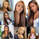 P4/27 Highlight Straight Human Hair Bundles with Closure Brazilian 100% Human Hair Bundles With 4x4 5x5 Lace Closure 13x4 13x6
