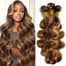 P4/27 Highlight Body Wave Bundles Brazilian Hair Weave Bundles Ombre Honey Brown Colored Human Hair Bundles Remy Hair Extensions