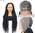 Boho Box Braided Wigs Curly Hair Synthetic Full Lace Front Wigs for Black Women Goddess Locs Braid Wig Bohemian Box Braid Wig