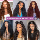 300% Density 13x6 Hd Transparent Deep Wave Lace Frontal Wig Brazilian Human Hair 13x4 Curly Lace Front Glueless Wigs For Women