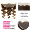 Highlight Bundles With Closure Frontal Brazilian Body Wave Ombre Blonde Human Hair Tissage Bundle With 13x4 Frontal P4/27 Color