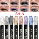 8pcs Metallic Eyeshadow Stick Set - Champagne Glitter & Highlighter, Waterproof Long-Lasting Eye Makeup in Brown, Coral, Black