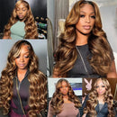 P4/27 Highlight Body Wave Bundles Brazilian Hair Weave Bundles Ombre Honey Brown Colored Human Hair Bundles Remy Hair Extensions