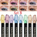 8pcs Metallic Eyeshadow Stick Set - Champagne Glitter & Highlighter, Waterproof Long-Lasting Eye Makeup in Brown, Coral, Black