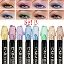 8pcs Metallic Eyeshadow Stick Set - Champagne Glitter & Highlighter, Waterproof Long-Lasting Eye Makeup in Brown, Coral, Black