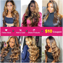 2x6 Closure With Bundles Honey Blonde Body Wave Bundles With Closure Ombre Colored Highlight Human Hair Bundles With Closure