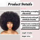 Short Afro Kinky Curly Human Hair Wigs With Bangs Fluffy Natural Bob Wigs Brazilian Full Machine Made Wigs On Sale 180% Density