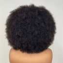 Short Afro Kinky Curly Human Hair Wigs With Bangs Fluffy Natural Bob Wigs Brazilian Full Machine Made Wigs On Sale 180% Density