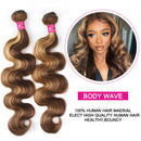 2x6 Closure With Bundles Honey Blonde Body Wave Bundles With Closure Ombre Colored Highlight Human Hair Bundles With Closure
