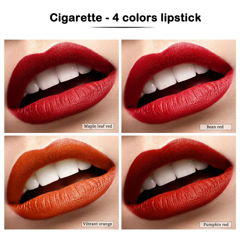 Creative Cigarette Lipstick Set 4 Colors Matte Long Lasting Waterproof Matt Lip Stick Tube Nude Red Lips Makeup