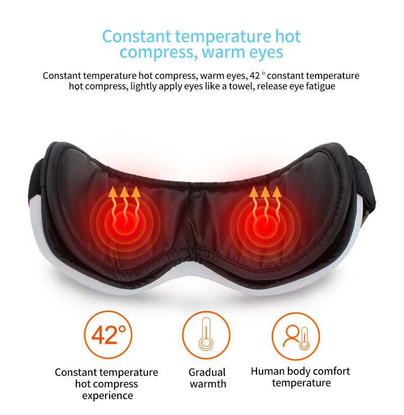 Eye Massage Instrument Vibration Airbag Pressure Hot Compress Eye Massager Bluetooth Music Relax Fatigue Eye Care Foldable