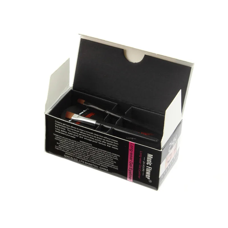 Music Flower 2 In 1 Brown + Black Eyeliner Gel Make Up Water-proof Eye Liner Kit Eye Makeup Tool With Brush 24H Long Lasting