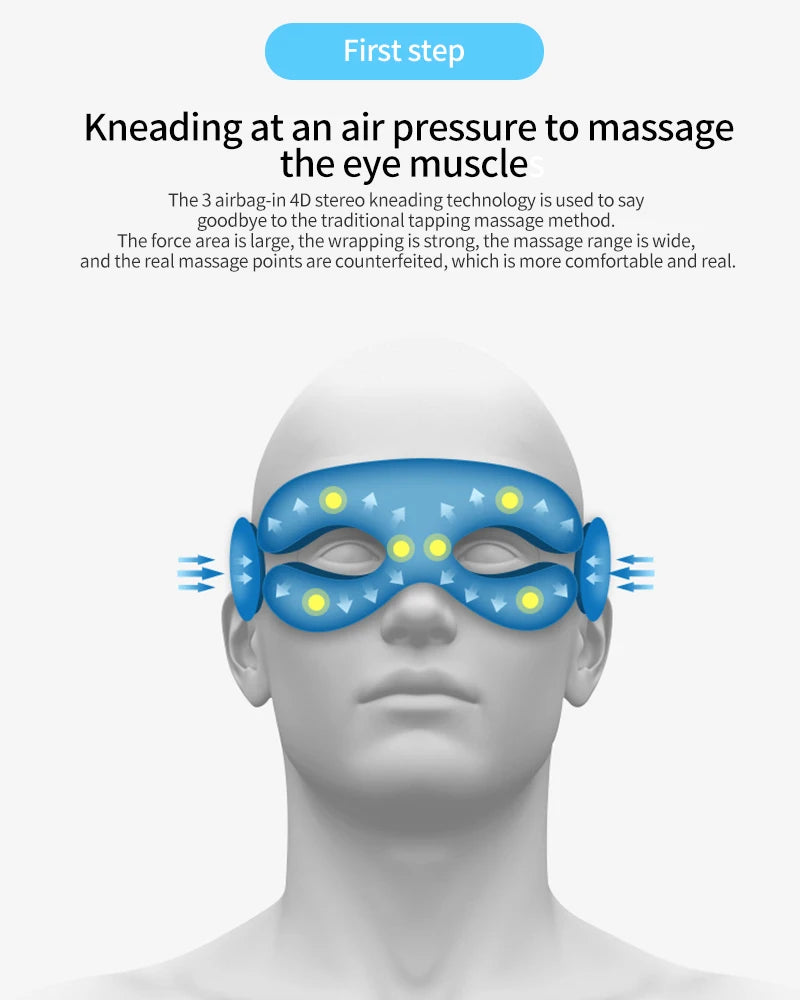 Eye Massage Instrument Vibration Airbag Pressure Hot Compress Eye Massager Bluetooth Music Relax Fatigue Eye Care Foldable