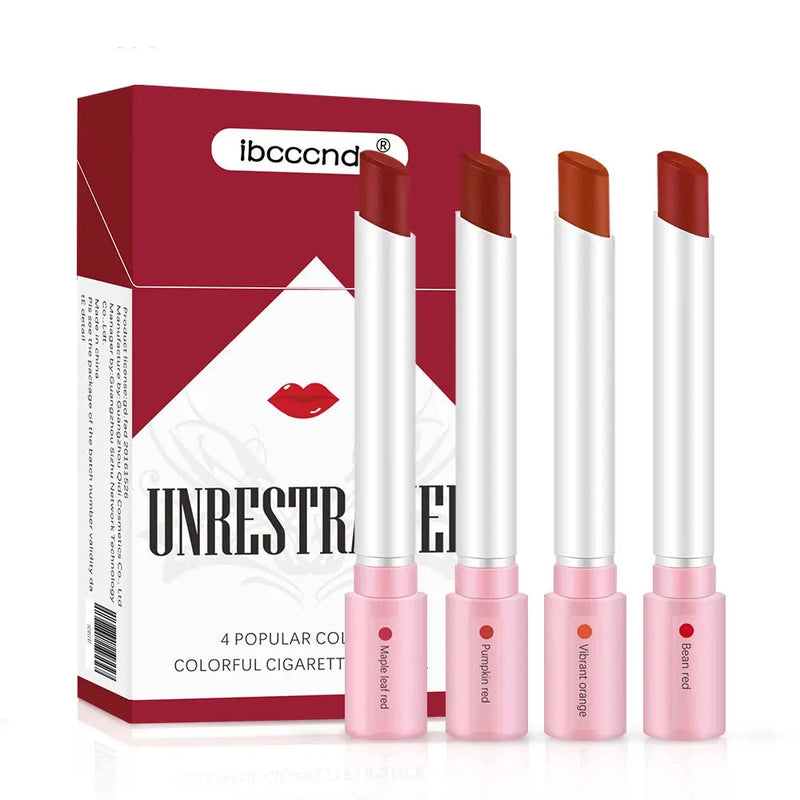 Creative Cigarette Lipstick Set 4 Colors Matte Long Lasting Waterproof Matt Lip Stick Tube Nude Red Lips Makeup