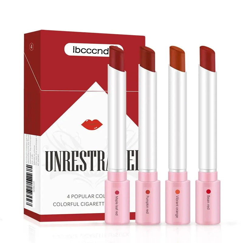 Creative Cigarette Lipstick Set 4 Colors Matte Long Lasting Waterproof Matt Lip Stick Tube Nude Red Lips Makeup