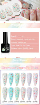 LILYCUTE 7ml Macaron Cream Gel Nail Polish Spring Nud Glitter Sequins Nail Art Varnish Semi Permanant Soak Off UV Gel Manicure