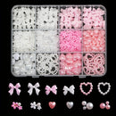 500PCS 3D Nail Art Decoration Kit with Resin Bows, Flat Back Pearls, and Assorted Shapes – Unscented DIY Craft Embellishments