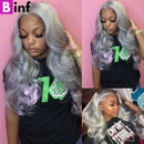 Silver Grey Colored Virgin Human Hair Body Wave Bundles With Closure And Frontal 3/4 Bundles with Closure Human Hair Bundles