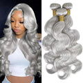 Silver Gray Body Wave Bundles Human Hair Remy Unprocessed Brazilian Human Virgin Hair 10-30 Inch Double Weft For Women 1/3/4 PCS