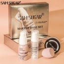Makeup Primer Milk Set, Makeup Powder, Sponge Puff Four - Piece Set, Durable, Easy Makeup, Makeup Set Christmas Gift
