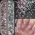 12Grids Ocean Gold Nail Art Charms Shell/Seahorse/Starfish White Half Round Pearl Gems 3D Mixed Punk Manicure Metal Rivets Studs