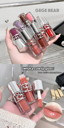 Gege Bear Glittering Mirror Lip Glaze, Watery Shimmering Light Lip Gloss Makeup 8 Colors, Hydrating Moisturizing, Long Lasting