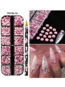 12Grids(6000pc) 3D Resin Nail Art Rhinestones+Tools 2mm Brilliant Diamond Nail Charms DIY Clothes Phone Case Manicure Accessory