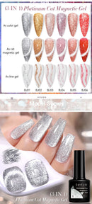 LILYCUTE 7ML Platinum Cat Magnetic Gel Nail Polish Sparkling Rose Gold Foils Glitter Semi Permanent UV Gel Nail Art Manicure