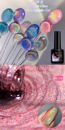 LILYCUTE 7ml Laser Glitter Rainbow Cat Magnetic Gel Nail Polish Sparkling Effect 9D Colorful Semi Permanent Soak Off Nail Art