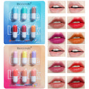 6pcs Mini Cute Capsule Lipstick Set Moisturizing Waterproof Non-stick Cup Matte Velvet Lipstick Woman Makeup Perfect Gifts