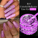 LILYCUTE 5ML Reflective Glitter Liner Gel Nail Polish French Colorful Laser Sparkling Painting Nail Art Semi Permanent UV Gel