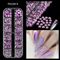 12Grids Ocean Gold Nail Art Charms Shell/Seahorse/Starfish White Half Round Pearl Gems 3D Mixed Punk Manicure Metal Rivets Studs