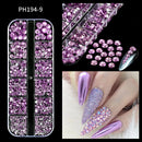 12Grids Ocean Gold Nail Art Charms Shell/Seahorse/Starfish White Half Round Pearl Gems 3D Mixed Punk Manicure Metal Rivets Studs